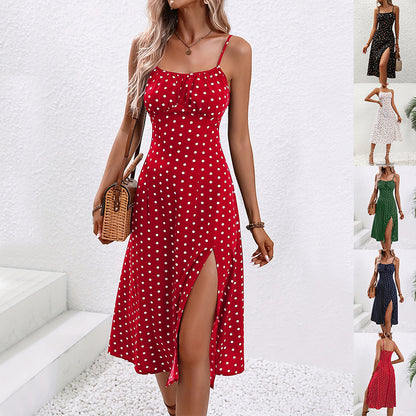 Polka Dot Suspender Maxi Dress