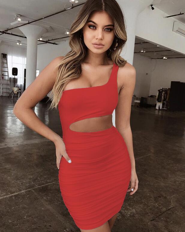 Sexy Slim One-Shoulder Mini Dress