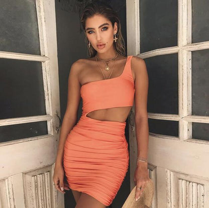 Sexy Slim One-Shoulder Mini Dress