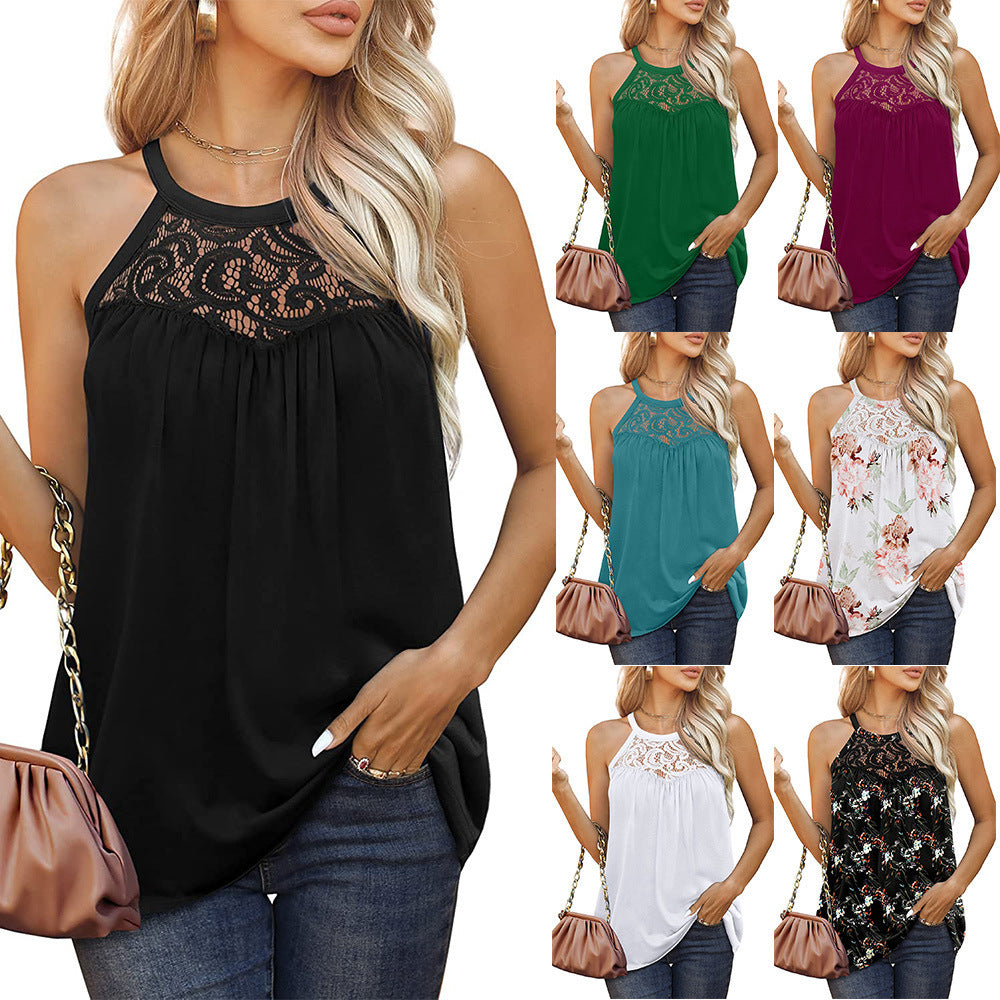 Lace Halter Tank Top